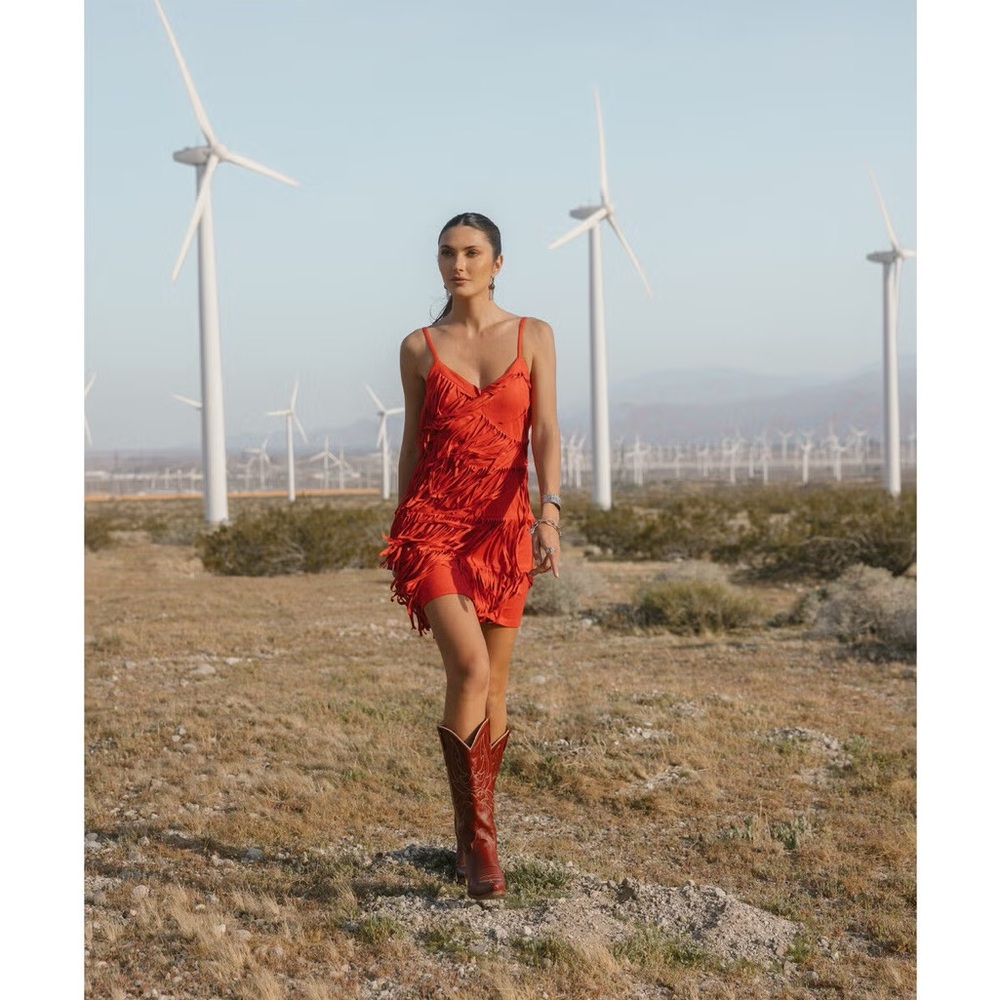 Idyllwind Coral Fringe Dress